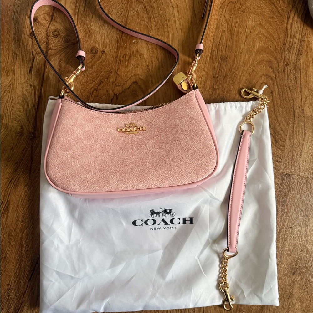 Coach Powder Pink Signature Small Shoulder Bag
